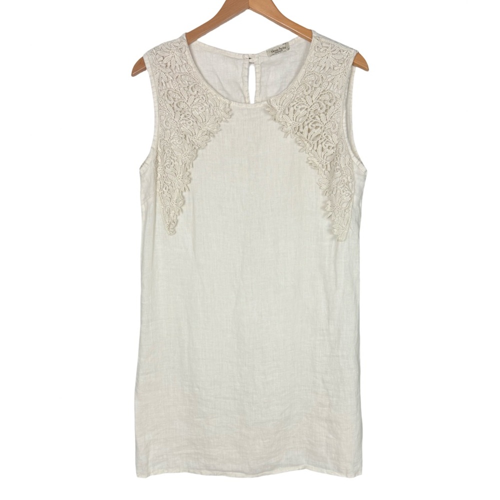 Alessia Pacini Linen Sleeveless Dress Neutral Resortwear Coastal Cottagecore